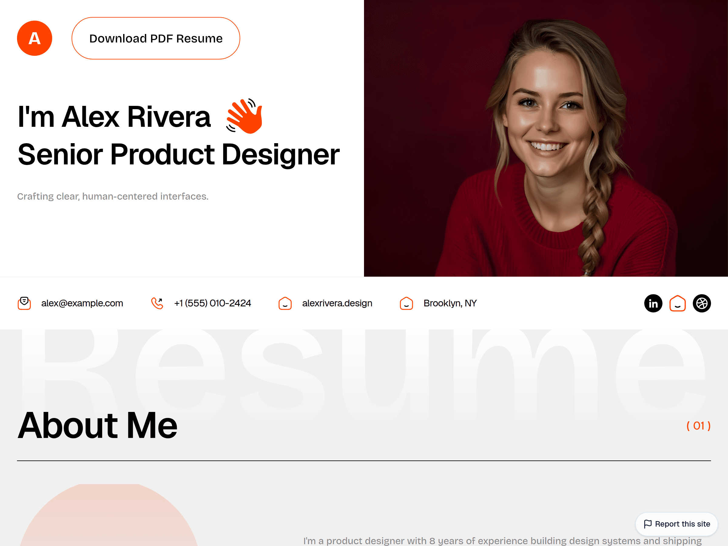 resume-nextjs template preview